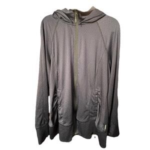 Mondetta Jacket Women’s Full Zip Purple Stretch Thumb Holes Pockets Hood Sz XL